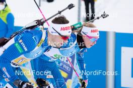 10.01.2021, Oberhof, Germany (GER): Grzegorz Guzik (POL), Olli Hiidensalo (FIN), Suvi Minkkinen (FIN), (l-r) -  IBU World Cup Biathlon, mixed relay, Oberhof (GER). www.nordicfocus.com. © Manzoni/NordicFocus. Every downloaded picture is fee-liable.