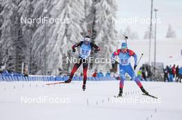 10.01.2021, Oberhof, Germany (GER): Sturla Holm Laegreid (NOR), Eduard Latypov (RUS) -  IBU World Cup Biathlon, mixed relay, Oberhof (GER). www.nordicfocus.com. © Manzoni/NordicFocus. Every downloaded picture is fee-liable.