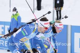 10.01.2021, Oberhof, Germany (GER): Suvi Minkkinen (FIN), Olli Hiidensalo (FIN) -  IBU World Cup Biathlon, mixed relay, Oberhof (GER). www.nordicfocus.com. © Manzoni/NordicFocus. Every downloaded picture is fee-liable.