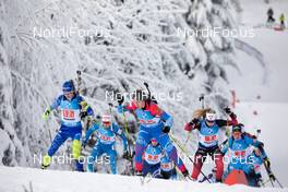 10.01.2021, Oberhof, Germany (GER): Dzinara Alimbekava (BLR), Mari Eder (FIN), Uliana Kaisheva (RUS), Ingrid Landmark Tandrevold (NOR), (l-r) -  IBU World Cup Biathlon, mixed relay, Oberhof (GER). www.nordicfocus.com. © Manzoni/NordicFocus. Every downloaded picture is fee-liable.