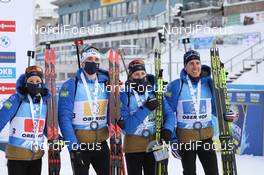 10.01.2021, Oberhof, Germany (GER): Anais Chevalier-Bouchet (FRA), Justine Braisaz-Bouchet (FRA), Fabien Claude (FRA), Quentin Fillon Maillet (FRA) -  IBU World Cup Biathlon, mixed relay, Oberhof (GER). www.nordicfocus.com. © Manzoni/NordicFocus. Every downloaded picture is fee-liable.