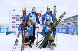 10.01.2021, Oberhof, Germany (GER): Anais Chevalier-Bouchet (FRA), Justine Braisaz-Bouchet (FRA), Fabien Claude (FRA), Quentin Fillon Maillet (FRA) -  IBU World Cup Biathlon, mixed relay, Oberhof (GER). www.nordicfocus.com. © Manzoni/NordicFocus. Every downloaded picture is fee-liable.