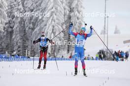 10.01.2021, Oberhof, Germany (GER): Eduard Latypov (RUS), Sturla Holm Laegreid (NOR) -  IBU World Cup Biathlon, mixed relay, Oberhof (GER). www.nordicfocus.com. © Manzoni/NordicFocus. Every downloaded picture is fee-liable.