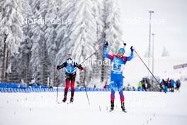 10.01.2021, Oberhof, Germany (GER): Sturla Holm Laegreid (NOR), Eduard Latypov (RUS), (l-r) -  IBU World Cup Biathlon, mixed relay, Oberhof (GER). www.nordicfocus.com. © Manzoni/NordicFocus. Every downloaded picture is fee-liable.