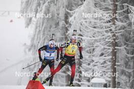 09.01.2021, Oberhof, Germany (GER): Johannes Thingnes Boe (NOR), Tarjei Boe (NOR) -  IBU World Cup Biathlon, pursuit men, Oberhof (GER). www.nordicfocus.com. © Manzoni/NordicFocus. Every downloaded picture is fee-liable.
