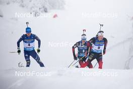 09.01.2021, Oberhof, Germany (GER): Lukas Hofer (ITA), Sturla Holm Laegreid (NOR), Johannes Dale (NOR), (l-r) -  IBU World Cup Biathlon, pursuit men, Oberhof (GER). www.nordicfocus.com. © Manzoni/NordicFocus. Every downloaded picture is fee-liable.