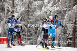09.01.2021, Oberhof, Germany (GER): Tommaso Giacomel (ITA), Christian Gow (CAN), Felix Leitner (AUT), Antonin Guigonnat (FRA), (l-r) -  IBU World Cup Biathlon, pursuit men, Oberhof (GER). www.nordicfocus.com. © Manzoni/NordicFocus. Every downloaded picture is fee-liable.