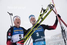 09.01.2021, Oberhof, Germany (GER): Johannes Dale (NOR), Sturla Holm Laegreid (NOR), (l-r) -  IBU World Cup Biathlon, pursuit men, Oberhof (GER). www.nordicfocus.com. © Manzoni/NordicFocus. Every downloaded picture is fee-liable.