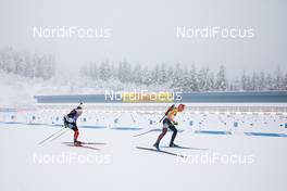 09.01.2021, Oberhof, Germany (GER): Christian Gow (CAN), Arnd Peiffer (GER), (l-r) -  IBU World Cup Biathlon, pursuit men, Oberhof (GER). www.nordicfocus.com. © Manzoni/NordicFocus. Every downloaded picture is fee-liable.