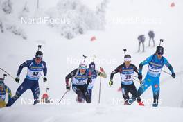 09.01.2021, Oberhof, Germany (GER): Tommaso Giacomel (ITA), Felix Leitner (AUT), Christian Gow (CAN), Antonin Guigonnat (FRA), (l-r) -  IBU World Cup Biathlon, pursuit men, Oberhof (GER). www.nordicfocus.com. © Manzoni/NordicFocus. Every downloaded picture is fee-liable.