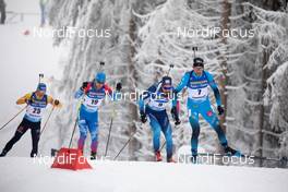 09.01.2021, Oberhof, Germany (GER): Erik Lesser (GER), Alexander Loginov (RUS), Benjamin Weger (SUI), Simon Desthieux (FRA), (l-r) -  IBU World Cup Biathlon, pursuit men, Oberhof (GER). www.nordicfocus.com. © Manzoni/NordicFocus. Every downloaded picture is fee-liable.