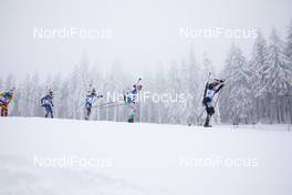 09.01.2021, Oberhof, Germany (GER): Florent Claude (BEL), Tommaso Giacomel (ITA), Vladimir Iliev (BUL), Felix Leitner (AUT), (l-r) -  IBU World Cup Biathlon, pursuit men, Oberhof (GER). www.nordicfocus.com. © Manzoni/NordicFocus. Every downloaded picture is fee-liable.