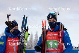 10.01.2021, Oberhof, Germany (GER): Julia Simon (FRA), Emilien Jacquelin (FRA), (l-r) -  IBU World Cup Biathlon, single mixed relay, Oberhof (GER). www.nordicfocus.com. © Manzoni/NordicFocus. Every downloaded picture is fee-liable.