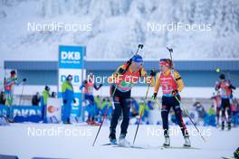 10.01.2021, Oberhof, Germany (GER): Erik Lesser (GER), Janina Hettich (GER), (l-r) -  IBU World Cup Biathlon, single mixed relay, Oberhof (GER). www.nordicfocus.com. © Manzoni/NordicFocus. Every downloaded picture is fee-liable.