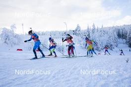10.01.2021, Oberhof, Germany (GER): Julia Simon (FRA), Hanna Sola (BLR), Tiril Eckhoff (NOR), Hanna Oeberg (SWE), (l-r) -  IBU World Cup Biathlon, single mixed relay, Oberhof (GER). www.nordicfocus.com. © Manzoni/NordicFocus. Every downloaded picture is fee-liable.