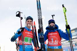 10.01.2021, Oberhof, Germany (GER): Emilien Jacquelin (FRA), Julia Simon (FRA), (l-r) -  IBU World Cup Biathlon, single mixed relay, Oberhof (GER). www.nordicfocus.com. © Manzoni/NordicFocus. Every downloaded picture is fee-liable.