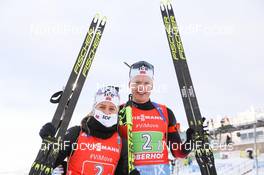 10.01.2021, Oberhof, Germany (GER): Tiril Eckhoff (NOR), Johannes Thingnes Boe (NOR) -  IBU World Cup Biathlon, single mixed relay, Oberhof (GER). www.nordicfocus.com. © Manzoni/NordicFocus. Every downloaded picture is fee-liable.