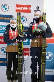 10.01.2021, Oberhof, Germany (GER): Tiril Eckhoff (NOR), Johannes Thingnes Boe (NOR), (l-r) -  IBU World Cup Biathlon, single mixed relay, Oberhof (GER). www.nordicfocus.com. © Manzoni/NordicFocus. Every downloaded picture is fee-liable.
