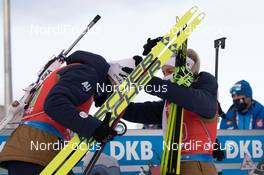 10.01.2021, Oberhof, Germany (GER): Johannes Thingnes Boe (NOR), Tiril Eckhoff (NOR), (l-r) -  IBU World Cup Biathlon, single mixed relay, Oberhof (GER). www.nordicfocus.com. © Manzoni/NordicFocus. Every downloaded picture is fee-liable.