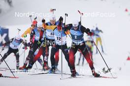 17.01.2021, Oberhof, Germany (GER): Sturla Holm Laegreid (NOR), Erik Lesser (GER), Vetle Sjaastad Christiansen (NOR) -  IBU World Cup Biathlon, mass men, Oberhof (GER). www.nordicfocus.com. © Manzoni/NordicFocus. Every downloaded picture is fee-liable.