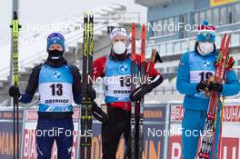 17.01.2021, Oberhof, Germany (GER): Lukas Hofer (ITA), Simon Eder (AUT), Matvey Eliseev (RUS), (l-r) -  IBU World Cup Biathlon, mass men, Oberhof (GER). www.nordicfocus.com. © Manzoni/NordicFocus. Every downloaded picture is fee-liable.
