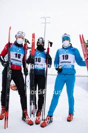 17.01.2021, Oberhof, Germany (GER): Simon Eder (AUT), Benjamin Weger (SUI), Matvey Eliseev (RUS), (l-r) -  IBU World Cup Biathlon, mass men, Oberhof (GER). www.nordicfocus.com. © Manzoni/NordicFocus. Every downloaded picture is fee-liable.