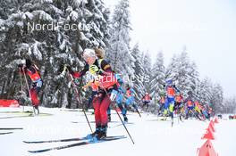 17.01.2021, Oberhof, Germany (GER): Dzinara Alimbekava (BLR), Ingrid Landmark Tandrevold (NOR), Marte Olsbu Roeiseland (NOR) -  IBU World Cup Biathlon, mass women, Oberhof (GER). www.nordicfocus.com. © Manzoni/NordicFocus. Every downloaded picture is fee-liable.