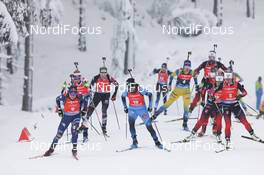 17.01.2021, Oberhof, Germany (GER): Dorothea Wierer (ITA), Julia Simon (FRA), Tiril Eckhoff (NOR), Elvira Oeberg (SWE), Lisa Theresa Hauser (AUT), Ingrid Landmark Tandrevold (NOR) -  IBU World Cup Biathlon, mass women, Oberhof (GER). www.nordicfocus.com. © Manzoni/NordicFocus. Every downloaded picture is fee-liable.