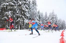 17.01.2021, Oberhof, Germany (GER): Karoline Offigstad Knotten (NOR), Anais Bescond (FRA), Julia Schwaiger (AUT) -  IBU World Cup Biathlon, mass women, Oberhof (GER). www.nordicfocus.com. © Manzoni/NordicFocus. Every downloaded picture is fee-liable.