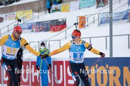 15.01.2021, Oberhof, Germany (GER): Arnd Peiffer (GER), Philipp Horn (GER), (l-r) -  IBU World Cup Biathlon, relay men, Oberhof (GER). www.nordicfocus.com. © Manzoni/NordicFocus. Every downloaded picture is fee-liable.