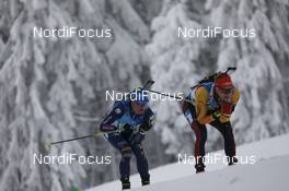 15.01.2021, Oberhof, Germany (GER): Lukas Hofer (ITA), Benedikt Doll (GER), (l-r) -  IBU World Cup Biathlon, relay men, Oberhof (GER). www.nordicfocus.com. © Manzoni/NordicFocus. Every downloaded picture is fee-liable.