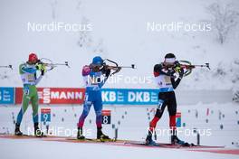 15.01.2021, Oberhof, Germany (GER): Rok Trsan (SLO), Alexander Loginov (RUS), Trevor Kiers (CAN), (l-r) -  IBU World Cup Biathlon, relay men, Oberhof (GER). www.nordicfocus.com. © Manzoni/NordicFocus. Every downloaded picture is fee-liable.