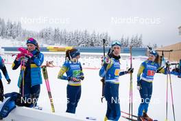 16.01.2021, Oberhof, Germany (GER): Hanna Oeberg (SWE), Linn Persson (SWE), Elvira Oeberg (SWE), Mona Brorsson (SWE), (l-r) -  IBU World Cup Biathlon, relay women, Oberhof (GER). www.nordicfocus.com. © Manzoni/NordicFocus. Every downloaded picture is fee-liable.