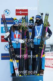 16.01.2021, Oberhof, Germany (GER): Mona Brorsson (SWE), Linn Persson (SWE), Elvira Oeberg (SWE), Hanna Oeberg (SWE), (l-r) -  IBU World Cup Biathlon, relay women, Oberhof (GER). www.nordicfocus.com. © Manzoni/NordicFocus. Every downloaded picture is fee-liable.