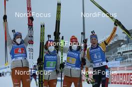 16.01.2021, Oberhof, Germany (GER): Vanessa Hinz (GER), Janina Hettich (GER), Denise Herrmann (GER), Franziska Preuss (GER), (l-r) -  IBU World Cup Biathlon, relay women, Oberhof (GER). www.nordicfocus.com. © Manzoni/NordicFocus. Every downloaded picture is fee-liable.