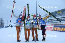 16.01.2021, Oberhof, Germany (GER): Vanessa Hinz (GER), Janina Hettich (GER), Denise Herrmann (GER), Franziska Preuss (GER), (l-r) -  IBU World Cup Biathlon, relay women, Oberhof (GER). www.nordicfocus.com. © Manzoni/NordicFocus. Every downloaded picture is fee-liable.