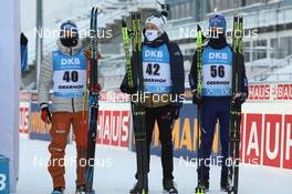 13.01.2021, Oberhof, Germany (GER): Erik Lesser (GER), Johannes Dale (NOR), Lukas Hofer (ITA), (l-r) -  IBU World Cup Biathlon, sprint men, Oberhof (GER). www.nordicfocus.com. © Manzoni/NordicFocus. Every downloaded picture is fee-liable.