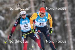 13.01.2021, Oberhof, Germany (GER): Johannes Dale (NOR), Arnd Peiffer (GER), (l-r) -  IBU World Cup Biathlon, sprint men, Oberhof (GER). www.nordicfocus.com. © Manzoni/NordicFocus. Every downloaded picture is fee-liable.