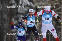 13.01.2021, Oberhof, Germany (GER): Artem Tyshchenko (UKR), Simon Eder (AUT), Grzegorz Guzik (POL), (l-r) -  IBU World Cup Biathlon, sprint men, Oberhof (GER). www.nordicfocus.com. © Manzoni/NordicFocus. Every downloaded picture is fee-liable.