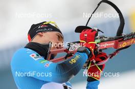 13.01.2021, Oberhof, Germany (GER): Fabien Claude (FRA) -  IBU World Cup Biathlon, sprint men, Oberhof (GER). www.nordicfocus.com. © Manzoni/NordicFocus. Every downloaded picture is fee-liable.