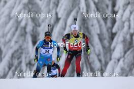 14.01.2021, Oberhof, Germany (GER): Anais Chevalier-Bouchet (FRA), Marte Olsbu Roeiseland (NOR), (l-r) -  IBU World Cup Biathlon, sprint women, Oberhof (GER). www.nordicfocus.com. © Manzoni/NordicFocus. Every downloaded picture is fee-liable.