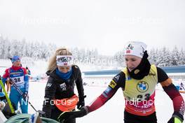 14.01.2021, Oberhof, Germany (GER): Tiril Eckhoff (NOR), Marte Olsbu Roeiseland (NOR), (l-r) -  IBU World Cup Biathlon, sprint women, Oberhof (GER). www.nordicfocus.com. © Manzoni/NordicFocus. Every downloaded picture is fee-liable.
