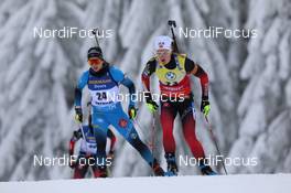 14.01.2021, Oberhof, Germany (GER): Anais Chevalier-Bouchet (FRA), Marte Olsbu Roeiseland (NOR), (l-r) -  IBU World Cup Biathlon, sprint women, Oberhof (GER). www.nordicfocus.com. © Manzoni/NordicFocus. Every downloaded picture is fee-liable.