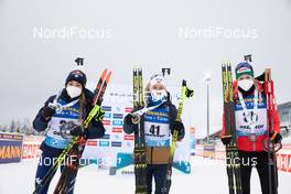 14.01.2021, Oberhof, Germany (GER): Dorothea Wierer (ITA), Tiril Eckhoff (NOR), Lisa Theresa Hauser (AUT), (l-r) -  IBU World Cup Biathlon, sprint women, Oberhof (GER). www.nordicfocus.com. © Manzoni/NordicFocus. Every downloaded picture is fee-liable.