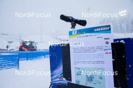 12.01.2021, Oberhof, Germany (GER): Event Feature: infoboard saying that the tracks are closed -  IBU World Cup Biathlon, training, Oberhof (GER). www.nordicfocus.com. © Manzoni/NordicFocus. Every downloaded picture is fee-liable.