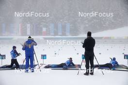 22.01.2021, Antholz, Italy (ITA): Event Feature: undefined coaches work in the fog at the shooting range -  IBU World Cup Biathlon, individual men, Antholz (ITA). www.nordicfocus.com. © Manzoni/NordicFocus. Every downloaded picture is fee-liable.