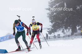 22.01.2021, Antholz, Italy (ITA): Karol Dombrovski (LTU), Johannes Thingnes Boe (NOR), (l-r) -  IBU World Cup Biathlon, individual men, Antholz (ITA). www.nordicfocus.com. © Manzoni/NordicFocus. Every downloaded picture is fee-liable.