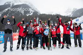 21.01.2021, Antholz, Italy (ITA): Lisa Theresa Hauser (AUT) celebrates with her teammates -  IBU World Cup Biathlon, individual women, Antholz (ITA). www.nordicfocus.com. © Manzoni/NordicFocus. Every downloaded picture is fee-liable.
