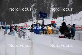 21.01.2021, Antholz, Italy (ITA): Event Feature: overview over the mixed zone which is built in COVID-19-style -  IBU World Cup Biathlon, individual women, Antholz (ITA). www.nordicfocus.com. © Manzoni/NordicFocus. Every downloaded picture is fee-liable.