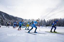 24.01.2021, Antholz, Italy (ITA): Fabien Claude (FRA), Sebastian Samuelsson (SWE), Simon Desthieux (FRA), Lukas Hofer (ITA), (l-r) -  IBU World Cup Biathlon, mass men, Antholz (ITA). www.nordicfocus.com. © Manzoni/NordicFocus. Every downloaded picture is fee-liable.